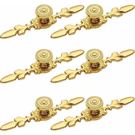 Poignee Meuble Dorée 6 Pièces Bouton Meuble Bouton de Porte Poignée Meuble Poignet de Porte Cuisine Poignee de Meuble Vintage Poignée de Tiroir à Armoire Boutons de Portes de Cabinet (1/5)
