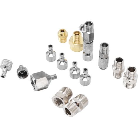 Kit de 15 adaptateurs pour aérographe en acier inoxydable avec raccords à déconnexion rapide (1/5)