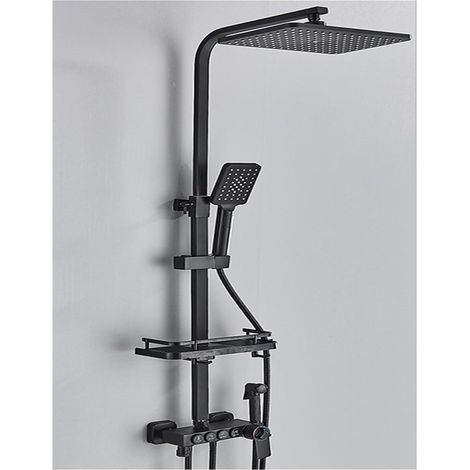 Ensemble de douche mitigeur thermostatique intelli Système de douche de salle de bain à affichage numérique, ensemble noir de robinet de douche thermostatique, robinet de douche à effet pluie moderne (1/5)