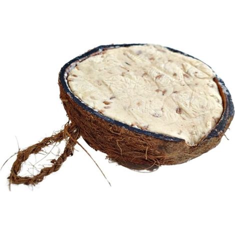 Nourriture pour Oiseaux Sauvages en Noix de Coco – Alimentation Naturelle, Distributeur Décoratif et Source Énergétique Offrant Nutriments Essentiels Toute l'Année et Favorisant la Biodiversité