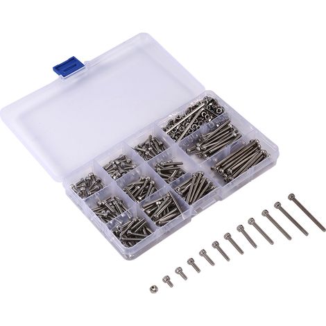 440 pièces Assortiment Vis à tête hexagonale creuse et Écrous M3 Acier Inoxydable avec 2 Clés Allen (1/5)