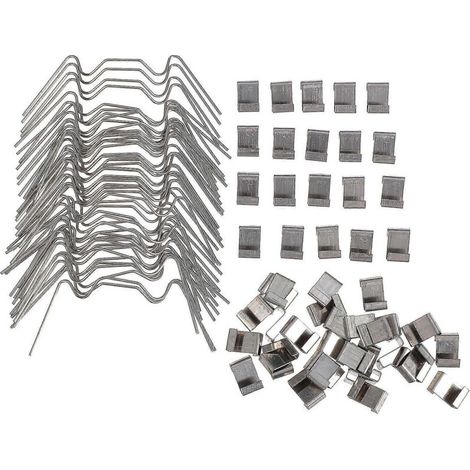 100 pinces de fixation en acier inoxydable pour serre, robustes et durables, pour cadres en verre. (1/3)