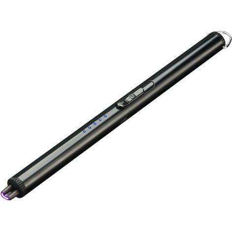 Briquet électrique à arc rechargeable USB, étanche, avec bouton de sécurité et affichage LED de batterie, pour cuisine, grillade et camping. (1/5)