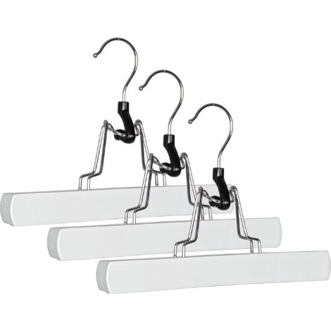 Set 3 Gruccia pantaloni "Clack" in legno di loto ed acciaio cromato -Naturale (1/4)