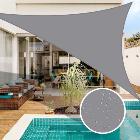 3 x 3 x 3 m Étanche Protection solaire triangle Parasol extérieur Pour jardin, patio, piscine Voile de camping（Gris） (1/5)