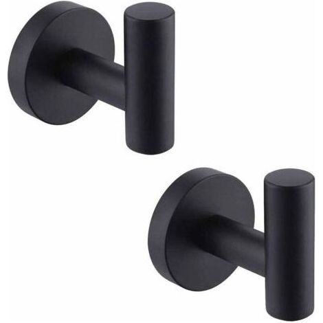 Set mit 2 Wand-Handtuchhaken für Badezimmer, Handtuchhalter aus mattschwarzem Edelstahl (1/5)