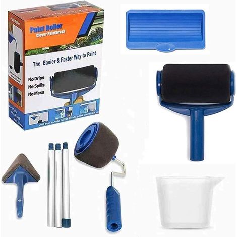 Kit rullo per pittura, set di 8 pennelli fai da te per stampa murale con pennello per pittura e 3 aste telescopiche per casa, scuola, ufficio, parete, soffitto