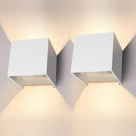 VURAHOME - 2 12W Appliques Murales Interieures Réglable,3000K Exterieur Carré,Étanche IP65 Lampe Murale LED Blanc pour Chambre,escaliers,Couloir,Salle de Bain [Classe énergétique A++] (1/5)