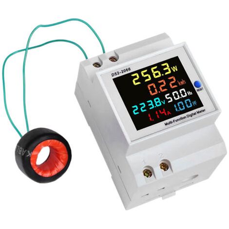 Stromverbrauchsanzeige D52-2066, intelligenter Haushaltsphasenzähler, Wattstundenzähler, Führungsschienentyp, 220 V Spannung, Strom, Leistung, Frequenzfaktorzähler, AC40-300 V (1/5)