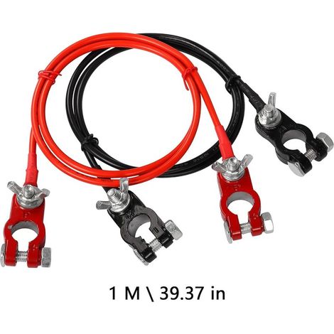 Paar 10AWG-Batterieanschlusskabel, rotes und schwarzes Autobatteriekabel, Anschlussklemme aus Aluminiumlegierung für Motorrad, Wohnmobil, Solaranlage, Boot, Automobil (1/5)