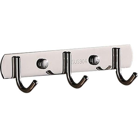 Perchero de acero inoxidable, toallero de pared, ganchos (3 ganchos) (1/5)