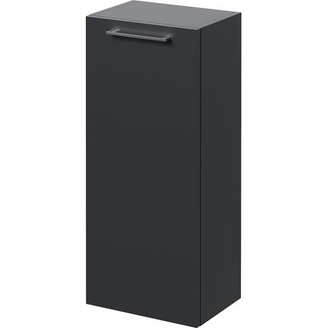 Napoli Gloss Grey 350mm Wall Mounted Single Door Side Cabinet - 350mm - Chrome 160mm Handle