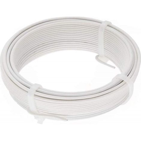 Fil de Tension PVC Rouleau de 25m 2MM X 25M Fil de Tension Rouleau de Fil de Fer Métallique Plastifié Blanc Enduit de PVC de Mét (1/5)