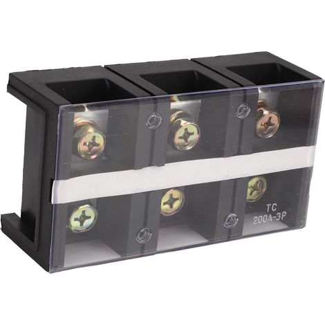 Bornier à vis double rangée haute intensité avec couvercle en polycarbonate pour distribution d'alimentation d'éclairage 200 A 600 V 3 positions (2003) (1/5)