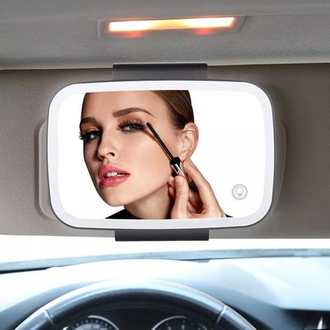 Miroir de courtoisie LED pour voiture, miroir de maquillage tactile à suspendre, compact avec éclairage (1/5)