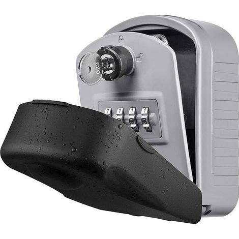 Boîte à clé de mot de passe étanche double boîte de mot de passe ouverte tenture murale (couvercle étanche gris) pour un usage domestique (1/5)