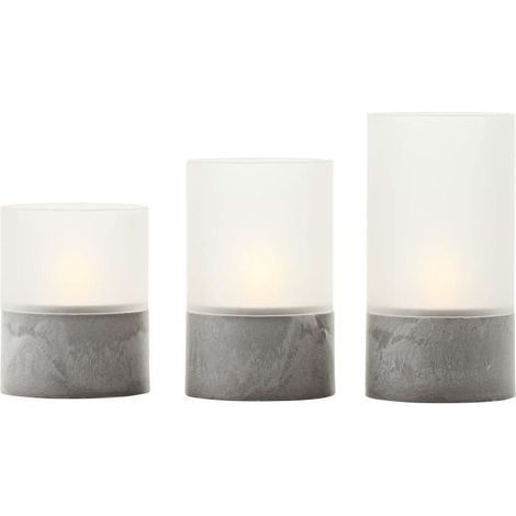 Lampe à poser LED Brilliant BOUGIE lot de 3 Gris/Blanc mat 2500K IP44 (1/5)