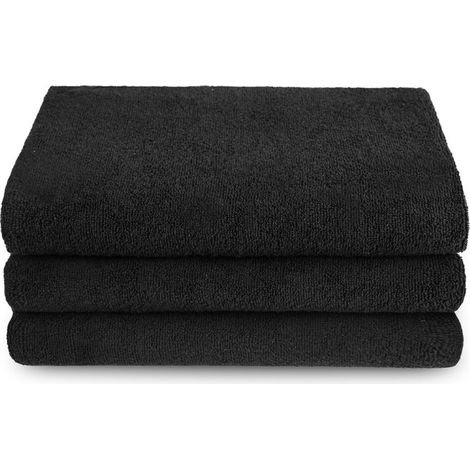 Serviette de luxe noire 450 g 70 x 140 cm (1/4)