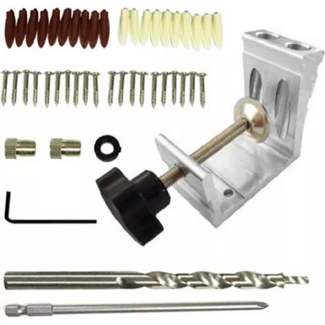 Guide de perçage oblique pour bois, kit de positionneur de trous obliques avec foret, outil de menuiserie de précision. (1/5)