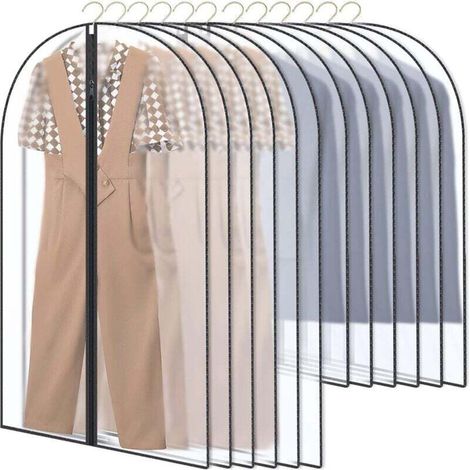 Housses de Vêtements 12 Pièces, Protection Excellente, Pochettes de Vêtements, Matériau Professionnel, Design Professionnel et Autonome, Taille Adaptée, Lavable en Machine, Noir (1/4)
