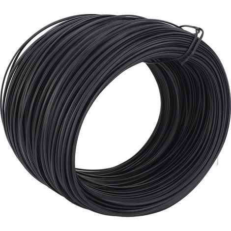 Fil d'armature plat en acier galvanisé et PVC, diamètre 0,55 mm, longueur 85 m, noir. (1/5)