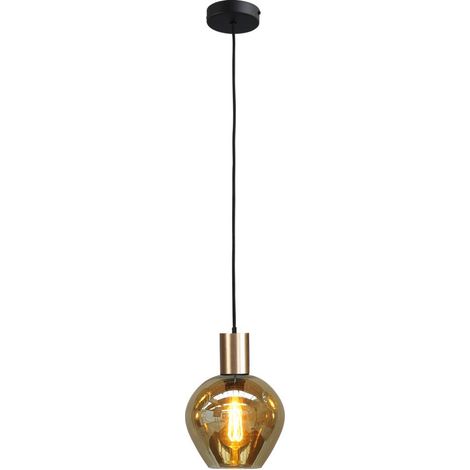 Lampe suspendue noire Bounty or avec verre rond - 2470-05-02-3 (1/3)