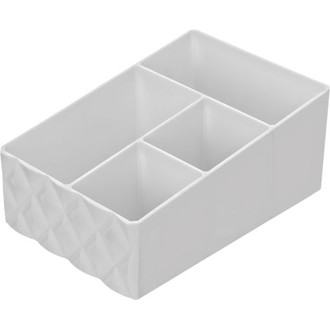 ORGANIZER PORTAOGGETTI COSMETICI PLASTICA BIANCO 4 SCOMPARTI 14x20x9cm SMACK