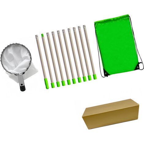 Outil cueillette fruit perche avec sac rallonge télescopique réglable manche long acier inoxydable pommier oranger 4,0 m 10 sections (1/4)
