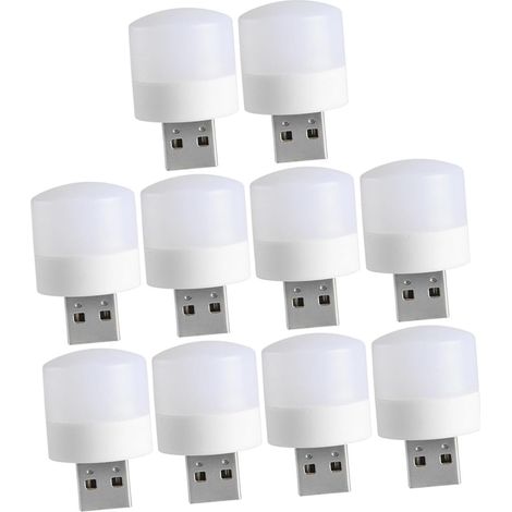 Veilleuse USB LED Portable, Lot de 10 Pièces, Blanc (1/5)