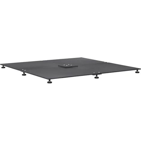 Pied de parasol en acier gris foncé, dimensions 100 x 100 x 4 cm (1/2)