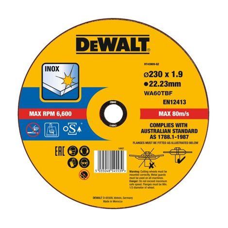 DeWALT Zubehör - Trennscheibe: 230 x 22.2 x 1.9 mm DT43909