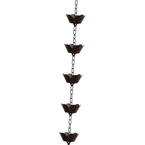 Chaîne de Pluie en Métal pour Gouttière 1m Forme Pétale Élégante Décorative Alternative aux Conduits D'évacuation d'eau pour Jardin et Cour (1/5)