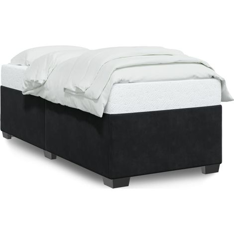 Lit simple Lit adulte Cadre de lit sans matelas noir 90x190 cm velours (1/5)
