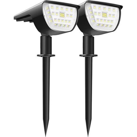 Lampe de jardin solaire extérieure à 2 lampes, résistante à la pluie, 32 LED-AquaForge (1/4)