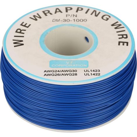 200m Rouleau de Câble Électrique 0.25mm 30AWG 80℃ Câble de Test Isolant PVC Fil Électrique en Cuivre Etamé à un Noyau pour Wrapping, Bleu (1/5)