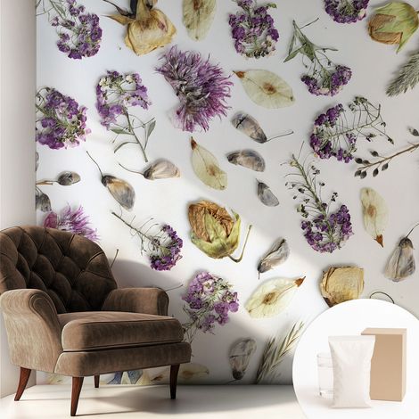 Carta Da Parati - Fotomurale In Vlies - per Decorazione pareti - Per La Cucina Camera Da Letto Per La Soggiorno fiori secchi 250x250 cm (1/5)