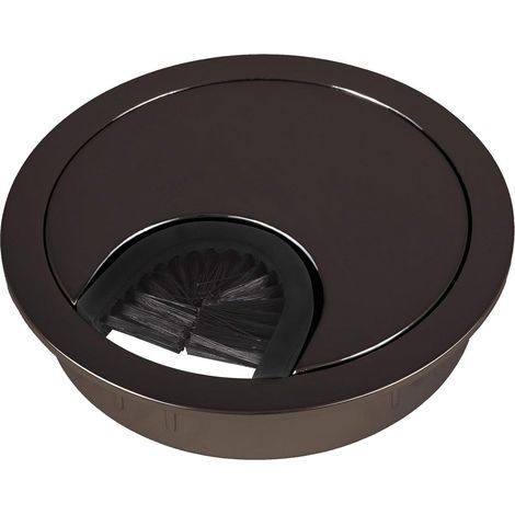 1 - Passe-câbles - Métal - Chrome Foncé - Gestion de Câbles pour Bureau avec Joint Anti-poussière - Trou de Perçage 68 mm