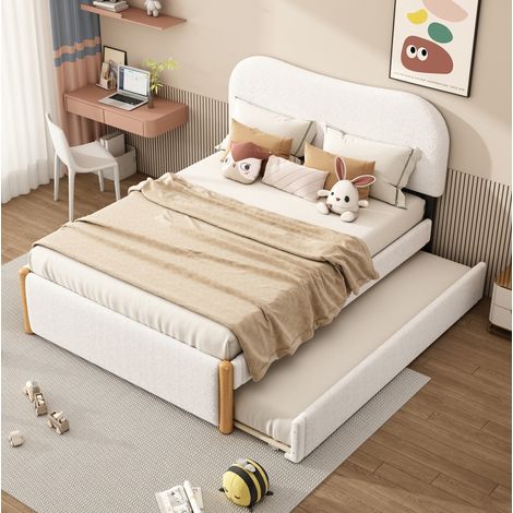 Bett Doppelbett Rollbett 140x200 Plush Weiß HAVRYA (1/5)