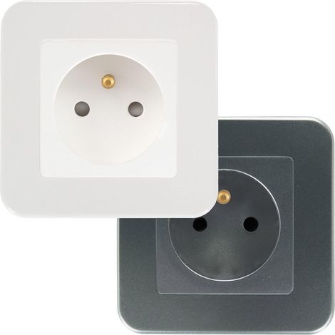 Prise type E Schuko Monoblock Argent (1/2)