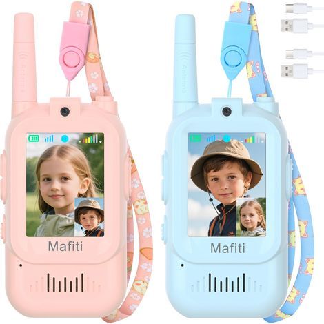 Talkies-walkies avec appels vidéo pour enfants (lot de 2), jouets rechargeables pour les 3-8 ans, longue portée 300 m, cadeau d'anniversaire idéal, jeux d'extérieur (1/4)
