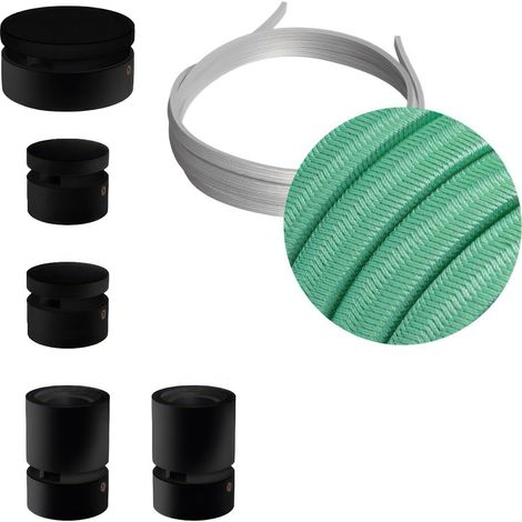 Sistema Filé Wiggle Kit - con cavo di 3 m per catenaria e 5 componenti in legno verniciato nero per interni