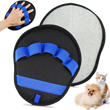 2 x Pet Hair Gloves, Double Sided Cat Hair Brush, Reusable Glove for Pet, Cat, Dog, Sofa, Furniture, Carpet (1/5)