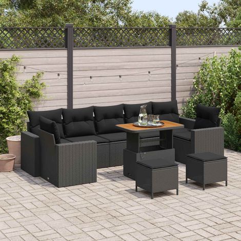 Teenpull – Gartensofa-set 10 Stk. Schwarz Poly-Rattan (1/5)