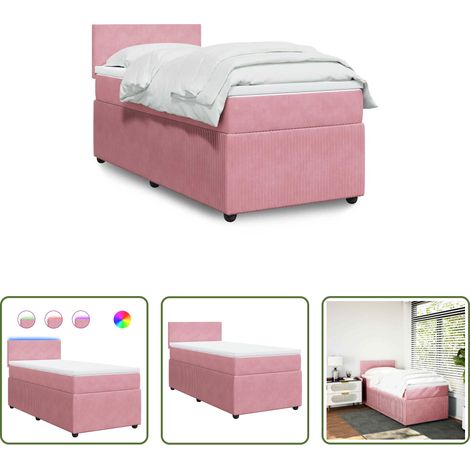 vidaXL Surmatelas - Sommier à lattes de lit et matelas Rose 80x200 cm Velours (1/5)