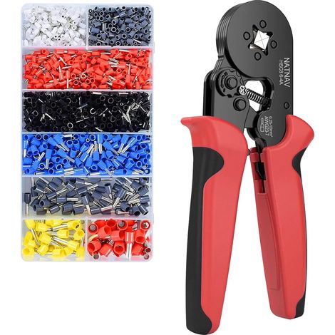0.25-10mm² Crimping Pliers with Electrical Crimp Lugs, 1300 Pieces, Crimping Pliers AWG 23-7, Self-Adjuvsable Ratchet, Precise Crimping, Electrician Tools (1/5)