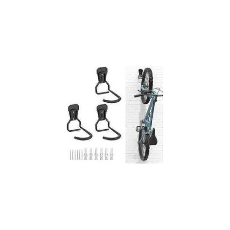 Ganci per biciclette, robusto supporto a parete a L, pratico montaggio verticale in garage, nero - Crezuo