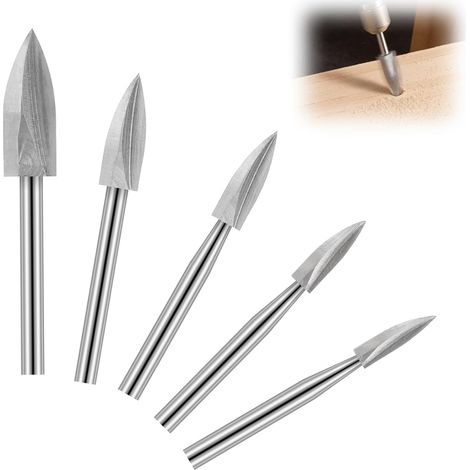 Jeu de 5 forets de gravure HSS, tige de 3 mm, pour la sculpture, la gravure, le ponçage et le perçage. (1/5)