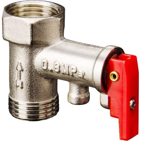 Soupape de Décharge de Pression de Chauffe Eau,Valve de Soulagement de Pression,Soupape de Sécurité en Laiton Nickelé,Convient pour Chauffe Eau Electrique 0.8 MPa Rouge Tokaneit