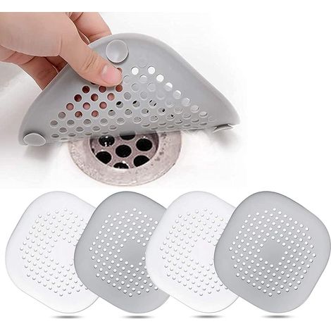 4 pcs Silikon-Ablaufschutz, Küchenspülenfilter mit Saugnapf, Filter für Badewannenabflussabdeckung (1/5)