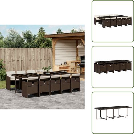 Ensemble à manger de jardin et coussins 11 pcs marron rotin - Meubles De Jardin - Salon De Jardin - Set De Jardin - Ensemble De Salle À Manger De Jardin - Résine Tressée (1/5)